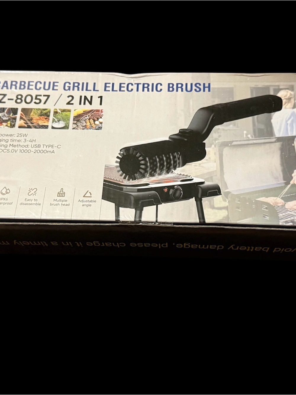Electric Barbecue Grill Cleaning Brush - Black